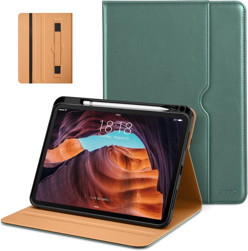 DTTO for iPad (A16) 11th Generation Case 11 Inch 2025, iPad 10th Generation Case 10.9 Inch 2022, Premium Leather Business Folio Stand Cover with Pencil Holder - Auto Wake/Sleep, Midnight Green - Image 1